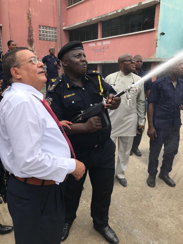 AFT Water Mist Nozzle with Lagos Fire Service Boss | Lagos Fire Service